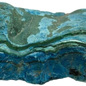 Natural gem silica blue green banded crystal specimen sians emporium Natural gem silica specimen with vivid deep blue turquoise and green layered banding and distinctive natural mineral patterns
