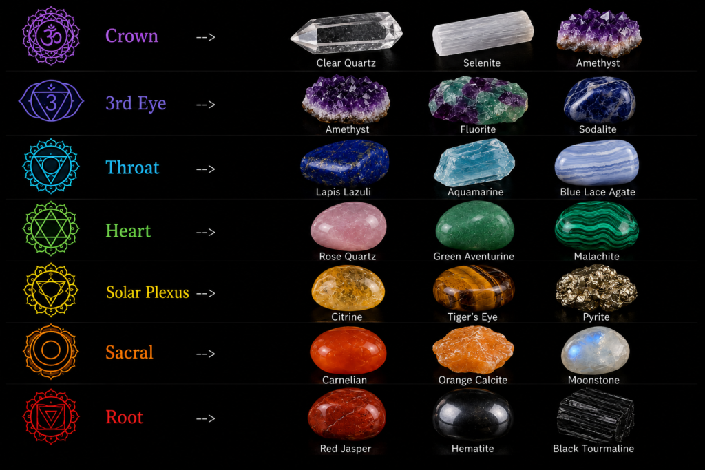 Chakra crystals sians emporium Chakra crystals