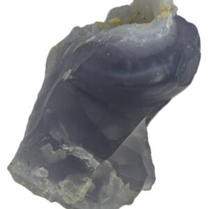Blue lace agate bla 22 sians emporium Rough natural blue lace agate freeform specimen featuring soft blue banding and an exposed sparkling druzy quartz crystal cavity in matrix rock