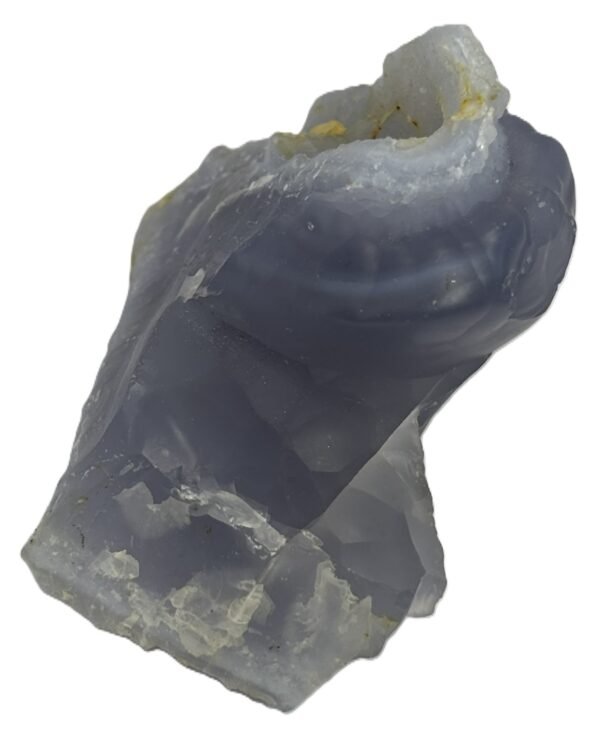 Blue lace agate bla 22 sians emporium Rough natural blue lace agate freeform specimen featuring soft blue banding and an exposed sparkling druzy quartz crystal cavity in matrix rock