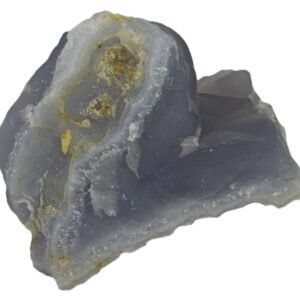 Blue lace agate bla 23 sians emporium Rough natural blue lace agate freeform specimen featuring soft blue banding and an exposed sparkling druzy quartz crystal cavity in matrix rock