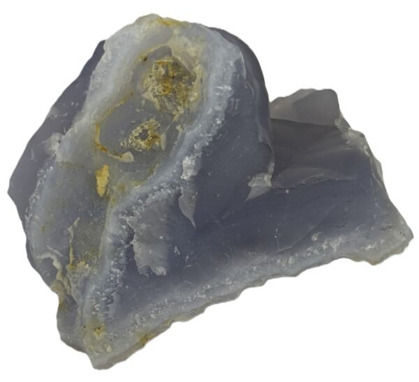 Blue lace agate bla 23 sians emporium Rough natural blue lace agate freeform specimen featuring soft blue banding and an exposed sparkling druzy quartz crystal cavity in matrix rock