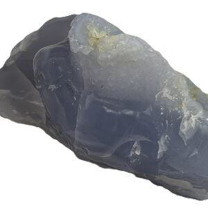 Blue lace agate bla 24 sians emporium Rough natural blue lace agate freeform specimen featuring soft blue banding and an exposed sparkling druzy quartz crystal in matrix rock