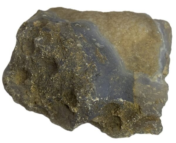 Blue lace agate bla 43 sians emporium Rough natural blue lace agate freeform specimen featuring soft blue banding and an exposed sparkling druzy quartz crystal in matrix rock