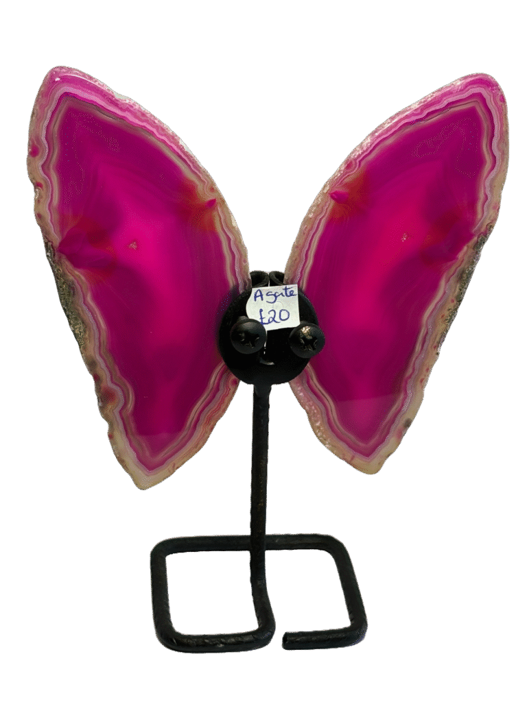 Pink large agate butterfly1 sians emporium Pink large agate butterfly1