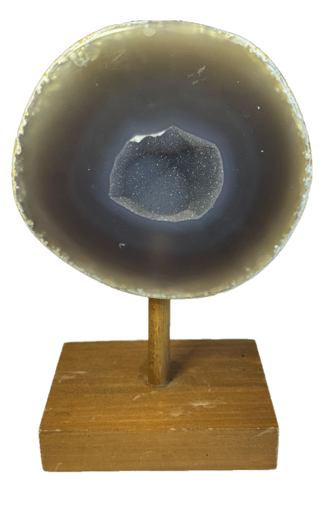 Half agate nodule on a stand 3 sians emporium Half agate nodule on a stand 3