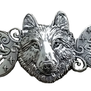 Wolf head and moon