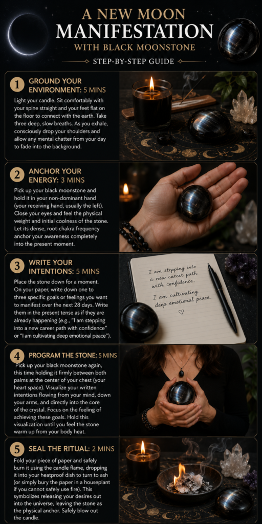 Black noonstonblack moonstone new moon ritual sequencee new moon ritual sequnce sians emporium Black moonstone new moon manifestation ritual sequence