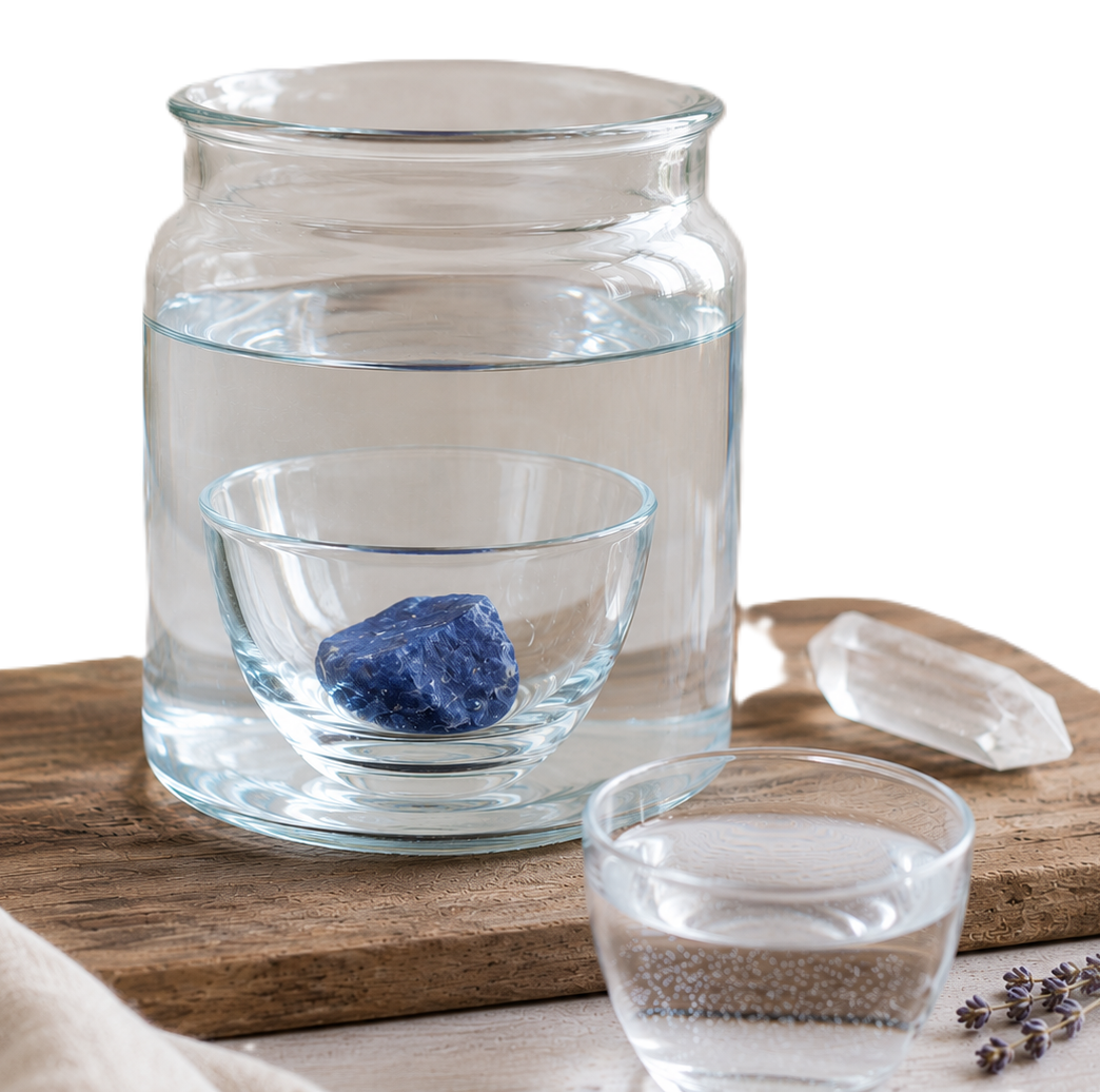 Crystal elixirs in jar using the indirect method