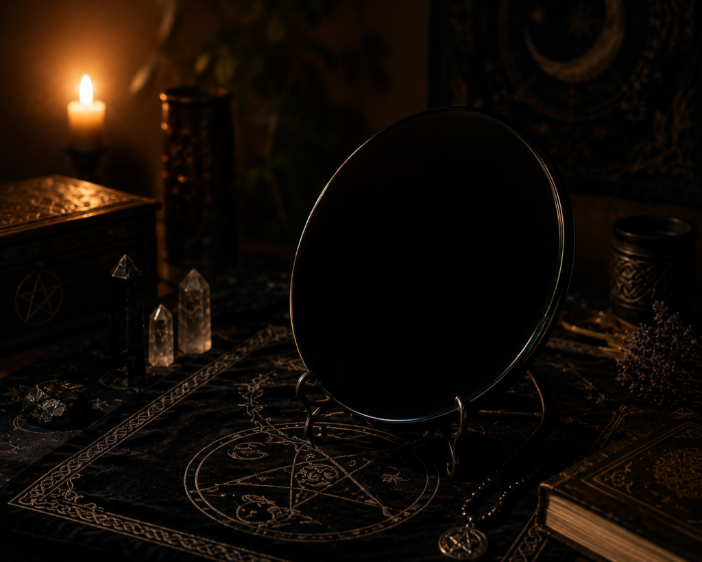 Obsidian scrying mirror