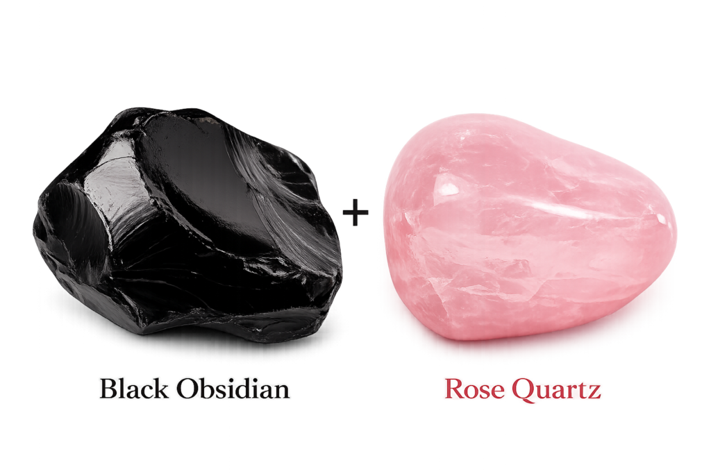 Black obsidian and rose quartz sians emporium Black obsidian and rose quartz