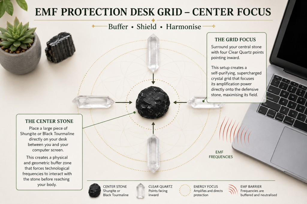 Emf crystal grid diagram sians emporium Emf crystal grid diagram with centre and grid focus