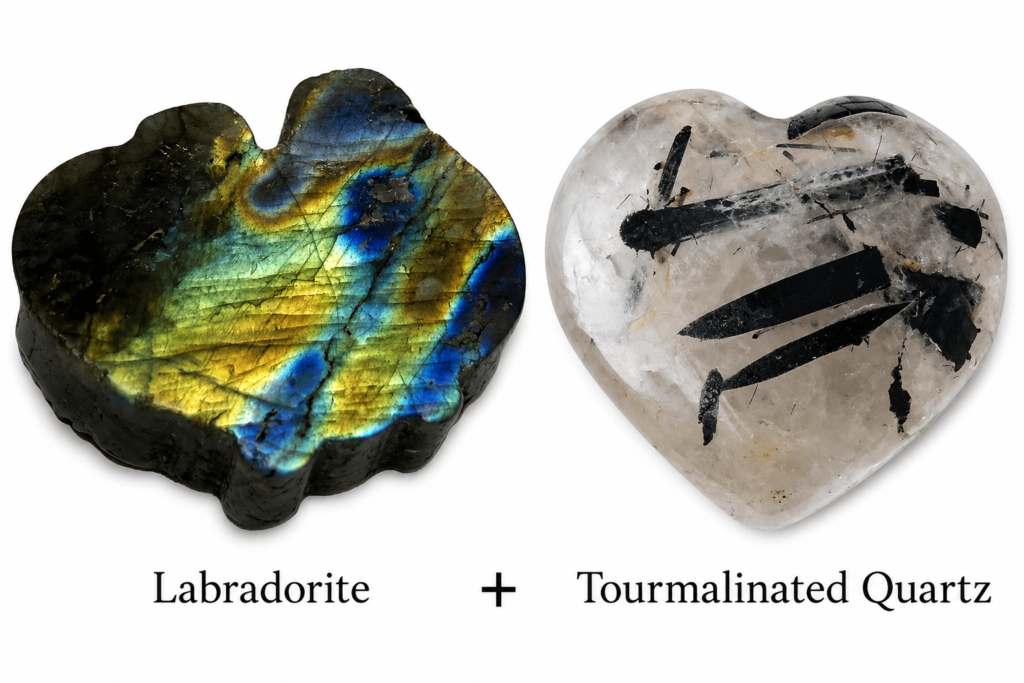 Labradorite tourmalinated quartz sians emporium Labradorite tourmalinated quartz
