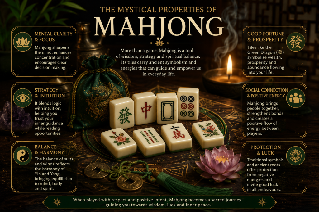 Mystical Mahjong showing the benefits and properties of the game Mystical Mahjong showing the benefits and properties of the game