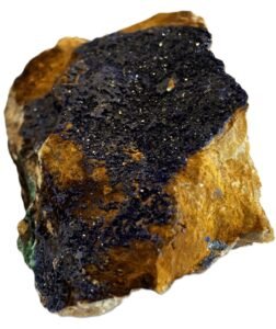 Natural azurite malachite freeform specimen 1 sians emporium Raw azurite and malachite freeform mineral specimen with deep blue crystalline crust on natural matrix