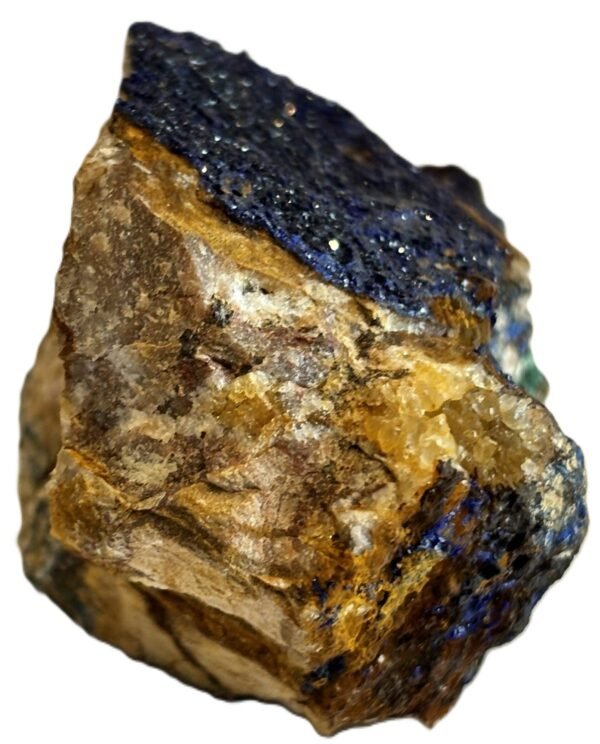 Natural azurite malachite freeform specimen 1 sians emporium Raw azurite and malachite freeform mineral specimen with deep blue crystalline crust on natural matrix